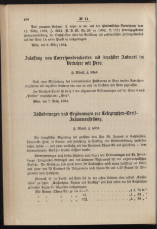 Post- und Telegraphen-Verordnungsblatt für das Verwaltungsgebiet des K.-K. Handelsministeriums 18840316 Seite: 2