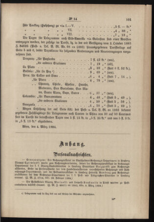 Post- und Telegraphen-Verordnungsblatt für das Verwaltungsgebiet des K.-K. Handelsministeriums 18840316 Seite: 3