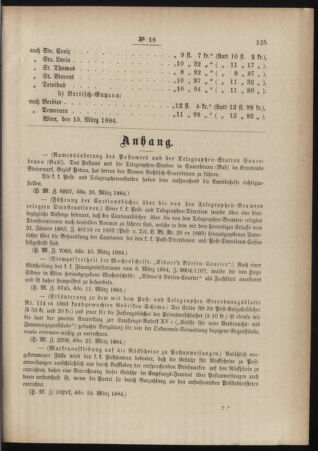 Post- und Telegraphen-Verordnungsblatt für das Verwaltungsgebiet des K.-K. Handelsministeriums 18840401 Seite: 11