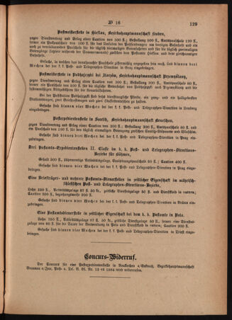 Post- und Telegraphen-Verordnungsblatt für das Verwaltungsgebiet des K.-K. Handelsministeriums 18840401 Seite: 15