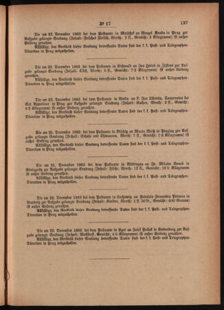 Post- und Telegraphen-Verordnungsblatt für das Verwaltungsgebiet des K.-K. Handelsministeriums 18840409 Seite: 7