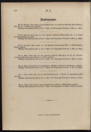 Post- und Telegraphen-Verordnungsblatt für das Verwaltungsgebiet des K.-K. Handelsministeriums 18840409 Seite: 8