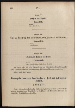 Post- und Telegraphen-Verordnungsblatt für das Verwaltungsgebiet des K.-K. Handelsministeriums 18840419 Seite: 2