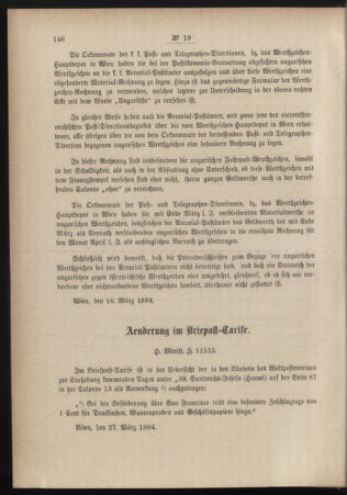 Post- und Telegraphen-Verordnungsblatt für das Verwaltungsgebiet des K.-K. Handelsministeriums 18840419 Seite: 4