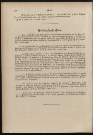 Post- und Telegraphen-Verordnungsblatt für das Verwaltungsgebiet des K.-K. Handelsministeriums 18840419 Seite: 8