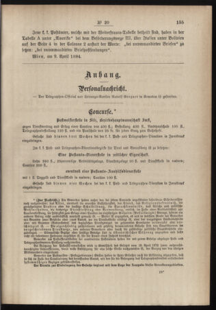 Post- und Telegraphen-Verordnungsblatt für das Verwaltungsgebiet des K.-K. Handelsministeriums 18840423 Seite: 3