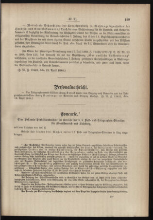 Post- und Telegraphen-Verordnungsblatt für das Verwaltungsgebiet des K.-K. Handelsministeriums 18840429 Seite: 3