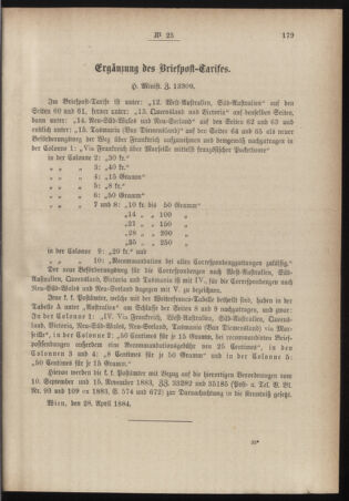 Post- und Telegraphen-Verordnungsblatt für das Verwaltungsgebiet des K.-K. Handelsministeriums 18840512 Seite: 3