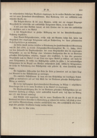 Post- und Telegraphen-Verordnungsblatt für das Verwaltungsgebiet des K.-K. Handelsministeriums 18840607 Seite: 3