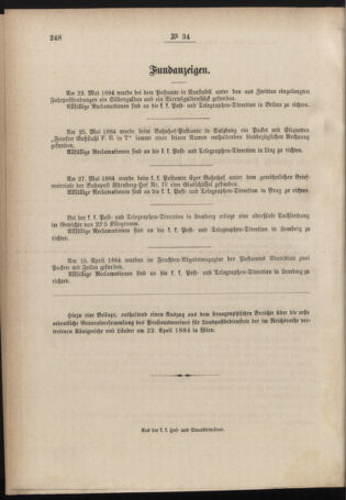 Post- und Telegraphen-Verordnungsblatt für das Verwaltungsgebiet des K.-K. Handelsministeriums 18840618 Seite: 16