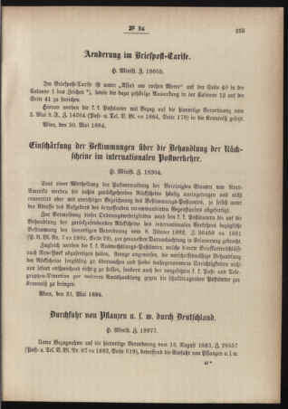 Post- und Telegraphen-Verordnungsblatt für das Verwaltungsgebiet des K.-K. Handelsministeriums 18840618 Seite: 3