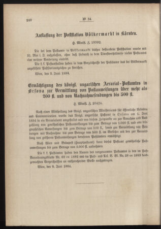 Post- und Telegraphen-Verordnungsblatt für das Verwaltungsgebiet des K.-K. Handelsministeriums 18840618 Seite: 8