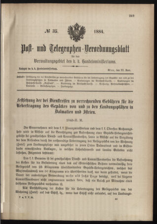 Post- und Telegraphen-Verordnungsblatt für das Verwaltungsgebiet des K.-K. Handelsministeriums