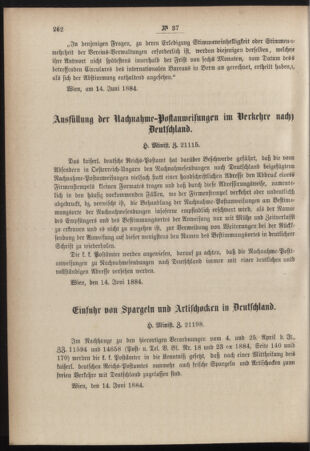 Post- und Telegraphen-Verordnungsblatt für das Verwaltungsgebiet des K.-K. Handelsministeriums 18840630 Seite: 2