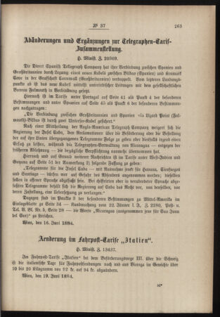 Post- und Telegraphen-Verordnungsblatt für das Verwaltungsgebiet des K.-K. Handelsministeriums 18840630 Seite: 3