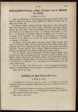 Post- und Telegraphen-Verordnungsblatt für das Verwaltungsgebiet des K.-K. Handelsministeriums 18840704 Seite: 3