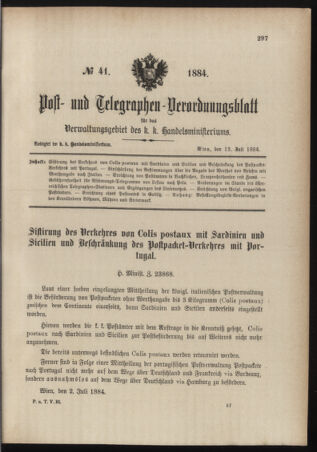 Post- und Telegraphen-Verordnungsblatt für das Verwaltungsgebiet des K.-K. Handelsministeriums