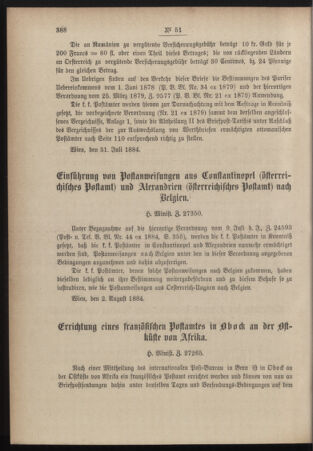 Post- und Telegraphen-Verordnungsblatt für das Verwaltungsgebiet des K.-K. Handelsministeriums 18840813 Seite: 2