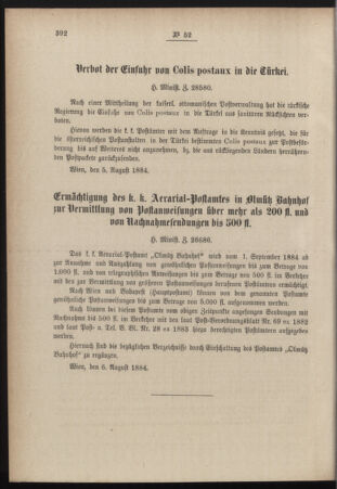 Post- und Telegraphen-Verordnungsblatt für das Verwaltungsgebiet des K.-K. Handelsministeriums 18840814 Seite: 2