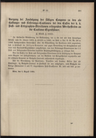 Post- und Telegraphen-Verordnungsblatt für das Verwaltungsgebiet des K.-K. Handelsministeriums 18840818 Seite: 3