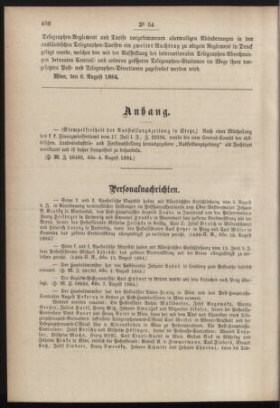 Post- und Telegraphen-Verordnungsblatt für das Verwaltungsgebiet des K.-K. Handelsministeriums 18840820 Seite: 2