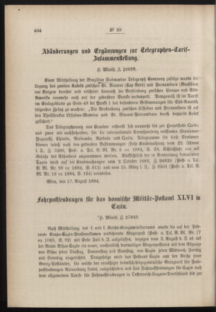 Post- und Telegraphen-Verordnungsblatt für das Verwaltungsgebiet des K.-K. Handelsministeriums 18840822 Seite: 2