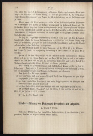 Post- und Telegraphen-Verordnungsblatt für das Verwaltungsgebiet des K.-K. Handelsministeriums 18840828 Seite: 2