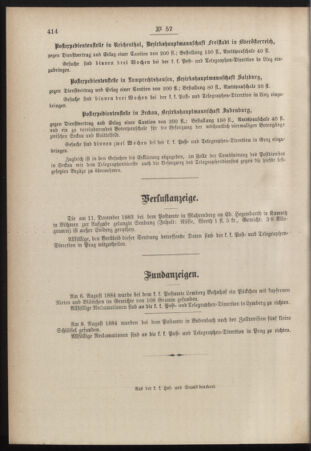 Post- und Telegraphen-Verordnungsblatt für das Verwaltungsgebiet des K.-K. Handelsministeriums 18840828 Seite: 4