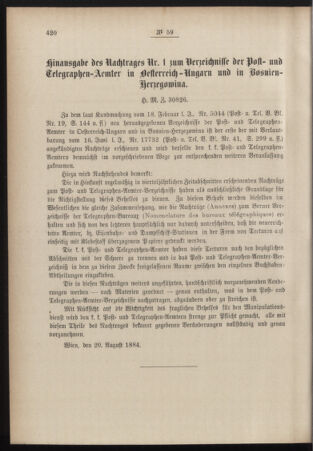 Post- und Telegraphen-Verordnungsblatt für das Verwaltungsgebiet des K.-K. Handelsministeriums 18840902 Seite: 2