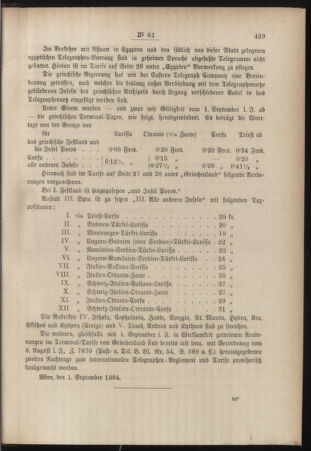 Post- und Telegraphen-Verordnungsblatt für das Verwaltungsgebiet des K.-K. Handelsministeriums 18840906 Seite: 3