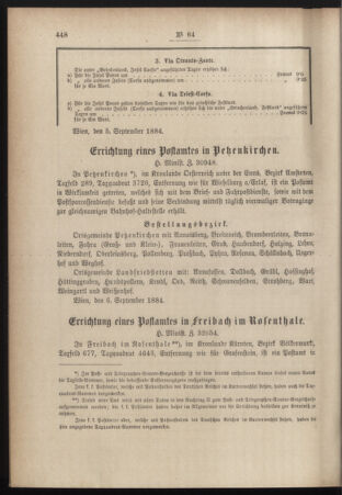 Post- und Telegraphen-Verordnungsblatt für das Verwaltungsgebiet des K.-K. Handelsministeriums 18840919 Seite: 6