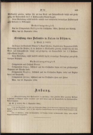 Post- und Telegraphen-Verordnungsblatt für das Verwaltungsgebiet des K.-K. Handelsministeriums 18840919 Seite: 7