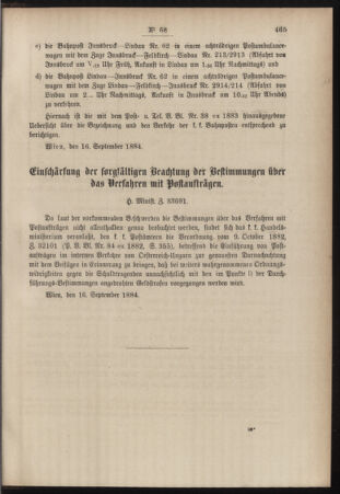 Post- und Telegraphen-Verordnungsblatt für das Verwaltungsgebiet des K.-K. Handelsministeriums 18840926 Seite: 3