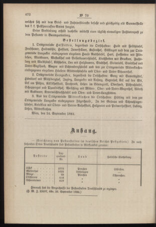 Post- und Telegraphen-Verordnungsblatt für das Verwaltungsgebiet des K.-K. Handelsministeriums 18840930 Seite: 2