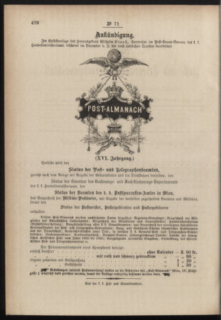 Post- und Telegraphen-Verordnungsblatt für das Verwaltungsgebiet des K.-K. Handelsministeriums 18841001 Seite: 4