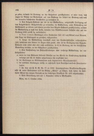 Post- und Telegraphen-Verordnungsblatt für das Verwaltungsgebiet des K.-K. Handelsministeriums 18841015 Seite: 2