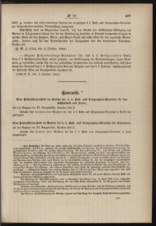 Post- und Telegraphen-Verordnungsblatt für das Verwaltungsgebiet des K.-K. Handelsministeriums 18841022 Seite: 7