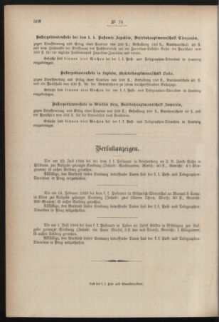 Post- und Telegraphen-Verordnungsblatt für das Verwaltungsgebiet des K.-K. Handelsministeriums 18841027 Seite: 10