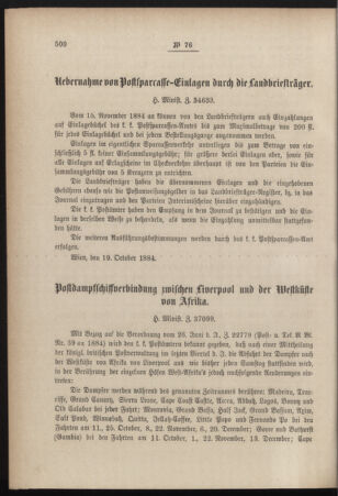 Post- und Telegraphen-Verordnungsblatt für das Verwaltungsgebiet des K.-K. Handelsministeriums 18841027 Seite: 2