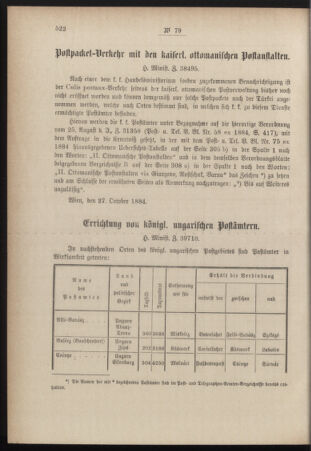 Post- und Telegraphen-Verordnungsblatt für das Verwaltungsgebiet des K.-K. Handelsministeriums 18841108 Seite: 2