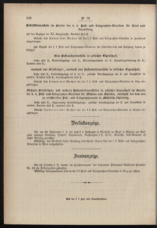 Post- und Telegraphen-Verordnungsblatt für das Verwaltungsgebiet des K.-K. Handelsministeriums 18841108 Seite: 8