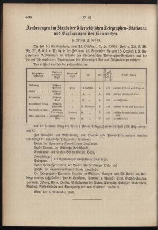 Post- und Telegraphen-Verordnungsblatt für das Verwaltungsgebiet des K.-K. Handelsministeriums 18841119 Seite: 2