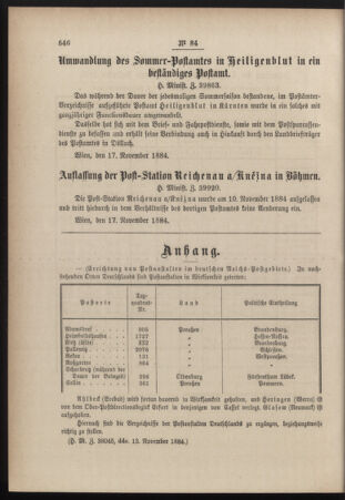 Post- und Telegraphen-Verordnungsblatt für das Verwaltungsgebiet des K.-K. Handelsministeriums 18841124 Seite: 2