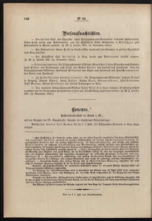 Post- und Telegraphen-Verordnungsblatt für das Verwaltungsgebiet des K.-K. Handelsministeriums 18841124 Seite: 4