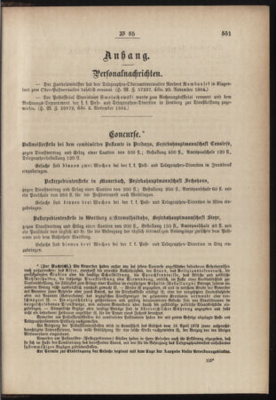 Post- und Telegraphen-Verordnungsblatt für das Verwaltungsgebiet des K.-K. Handelsministeriums 18841126 Seite: 3