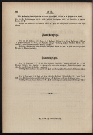 Post- und Telegraphen-Verordnungsblatt für das Verwaltungsgebiet des K.-K. Handelsministeriums 18841126 Seite: 4