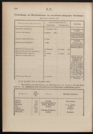 Post- und Telegraphen-Verordnungsblatt für das Verwaltungsgebiet des K.-K. Handelsministeriums 18841129 Seite: 6