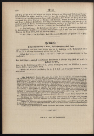 Post- und Telegraphen-Verordnungsblatt für das Verwaltungsgebiet des K.-K. Handelsministeriums 18841129 Seite: 8