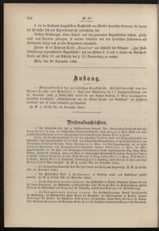 Post- und Telegraphen-Verordnungsblatt für das Verwaltungsgebiet des K.-K. Handelsministeriums 18841204 Seite: 2