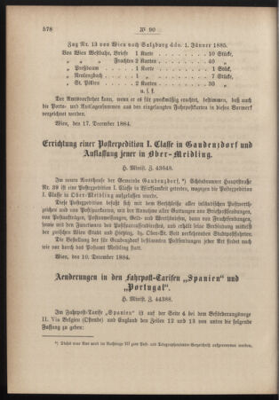 Post- und Telegraphen-Verordnungsblatt für das Verwaltungsgebiet des K.-K. Handelsministeriums 18841218 Seite: 2